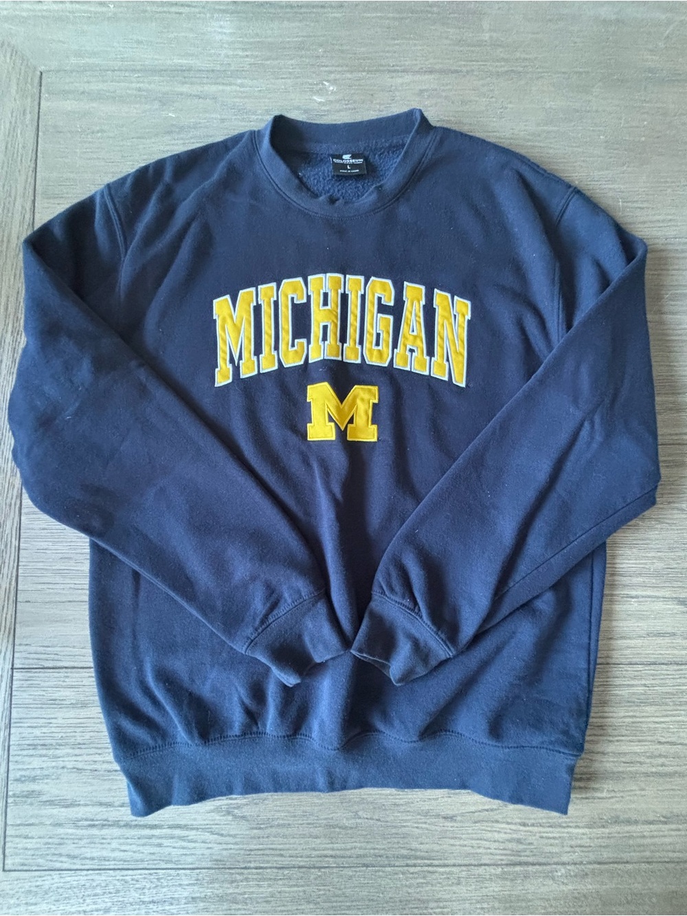 COLOSSEUM Michigan Crewneck Sweatshirt - Navy with Yellow Logo